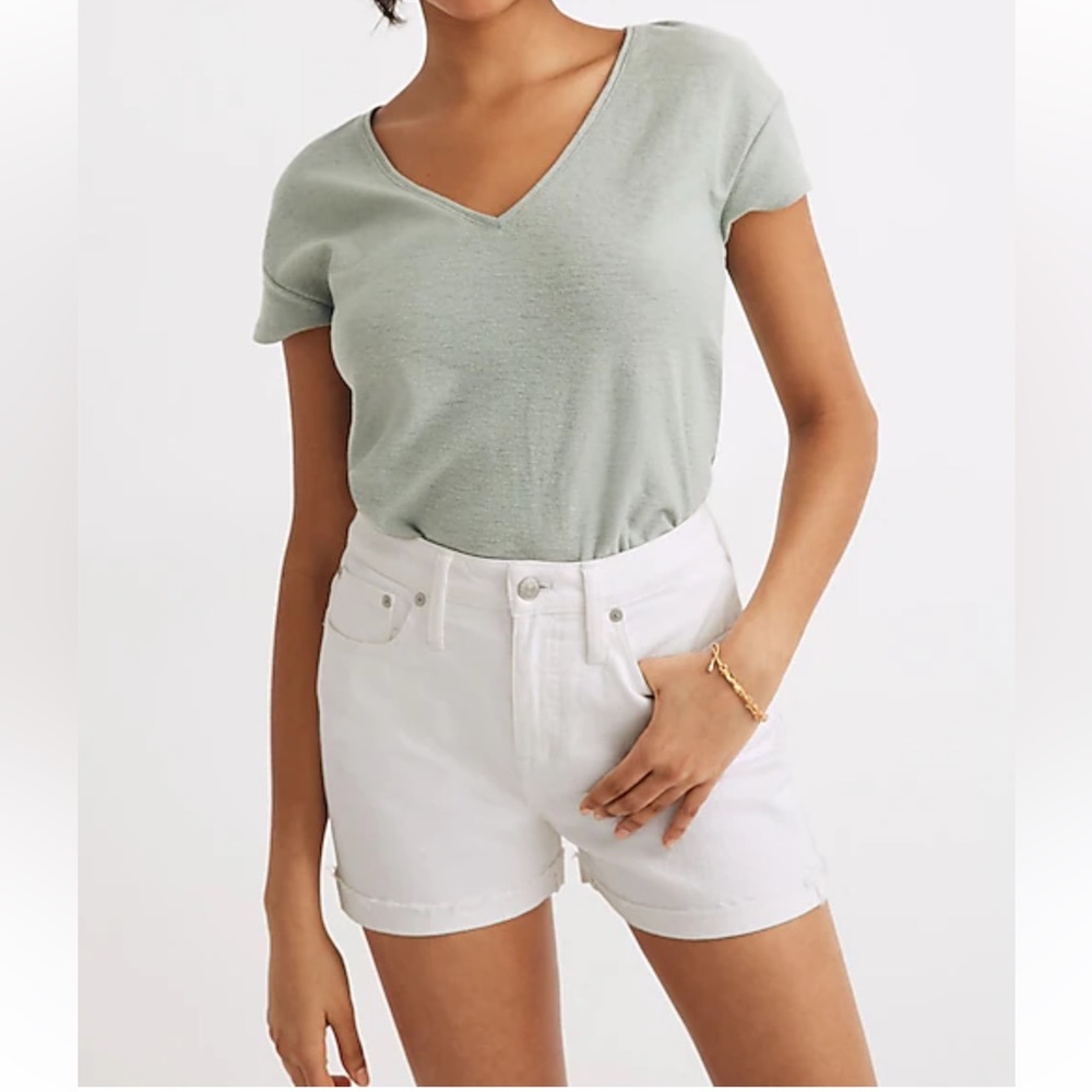 Madewell White High-Rise Jean Shorts